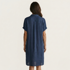 Nidalie | Cotton-Linen Midi Shirt Dress with Rolled Cuffs